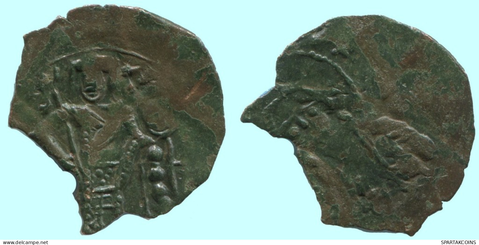 Authentic Original Ancient BYZANTINE EMPIRE Trachy Coin 2.5g/25mm #AG604.4.U.A - Byzantine