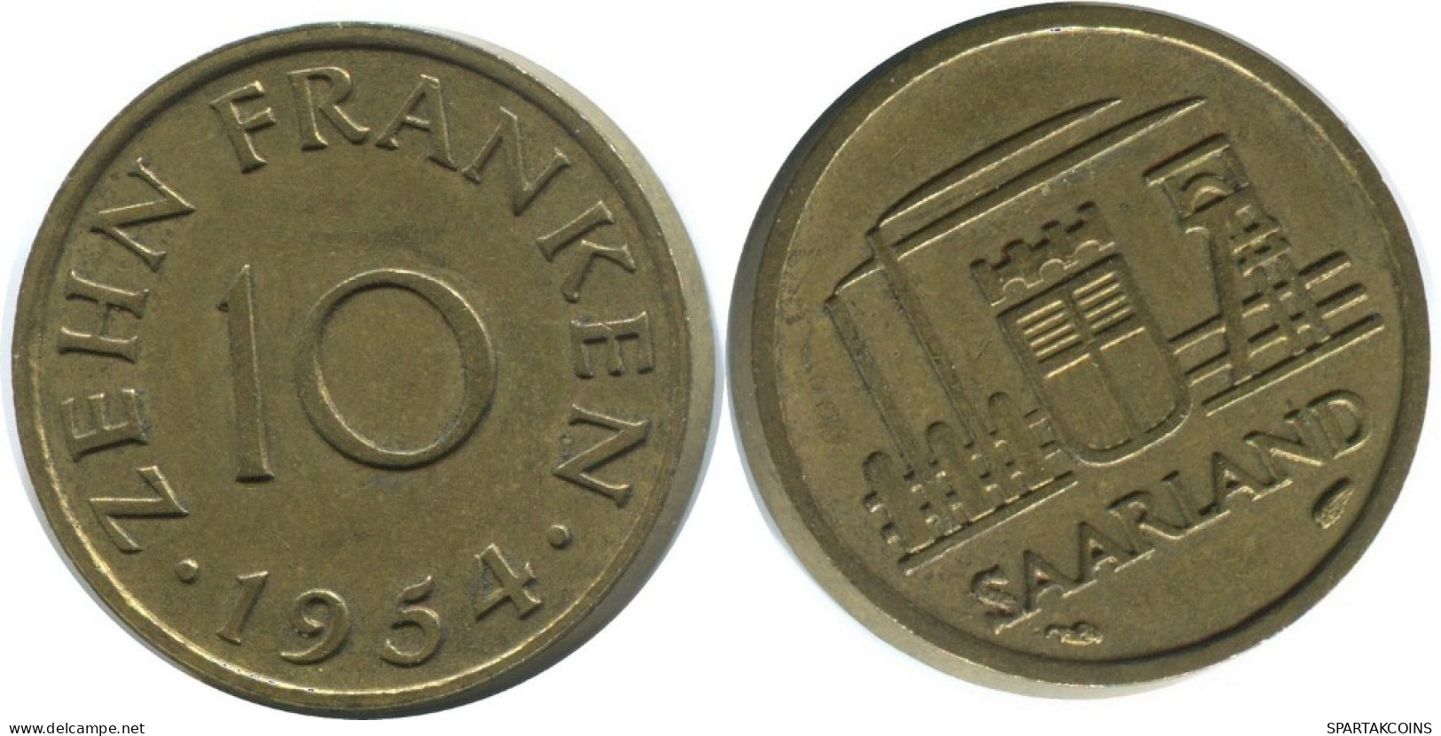 10 FRANKEN 1954 SAARLAND ALLEMAGNE Pièce GERMANY #AD785.9.F.A - 10 Franken