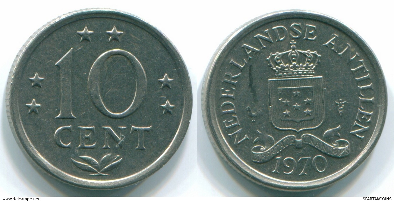 10 CENTS 1970 ANTILLAS NEERLANDESAS Nickel Colonial Moneda #S13325.E.A - Niederländische Antillen