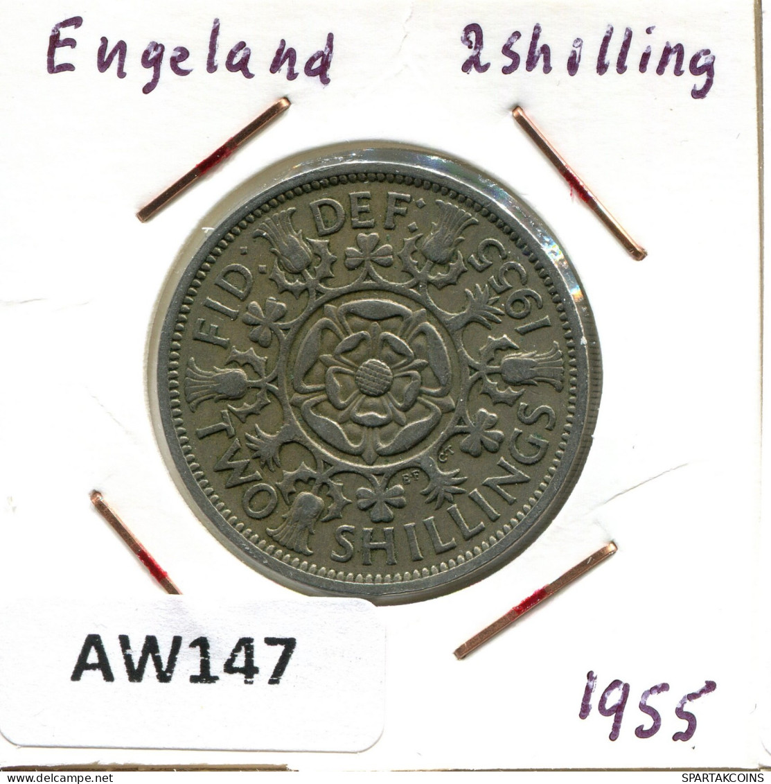 2 SHILLINGS 1955 UK GRANDE-BRETAGNE GREAT BRITAIN Pièce #AW147.F.A - J. 1 Florin / 2 Shillings