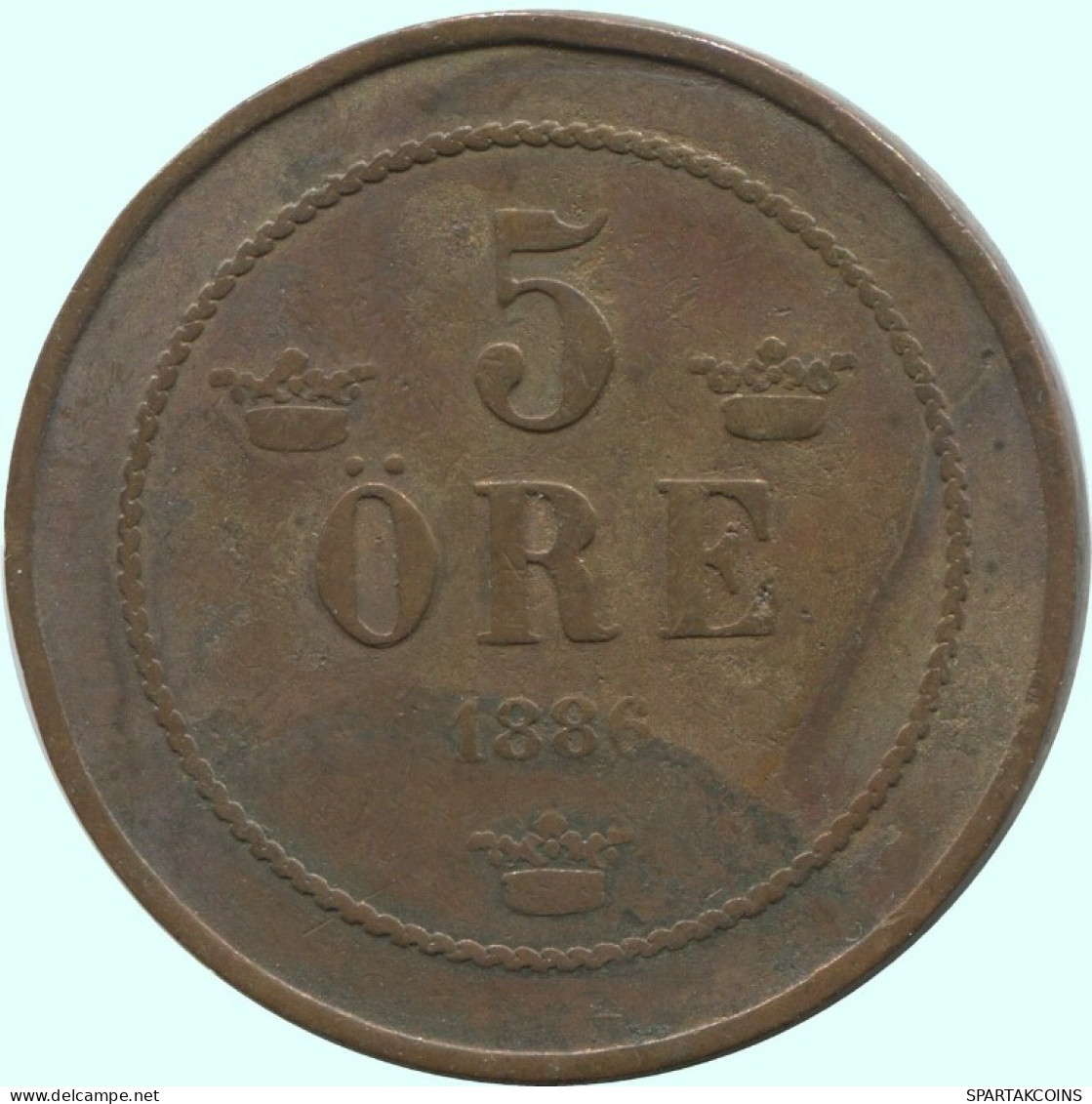 5 ORE 1886 SUÈDE SWEDEN Pièce #AC616.2.F.A - Suède