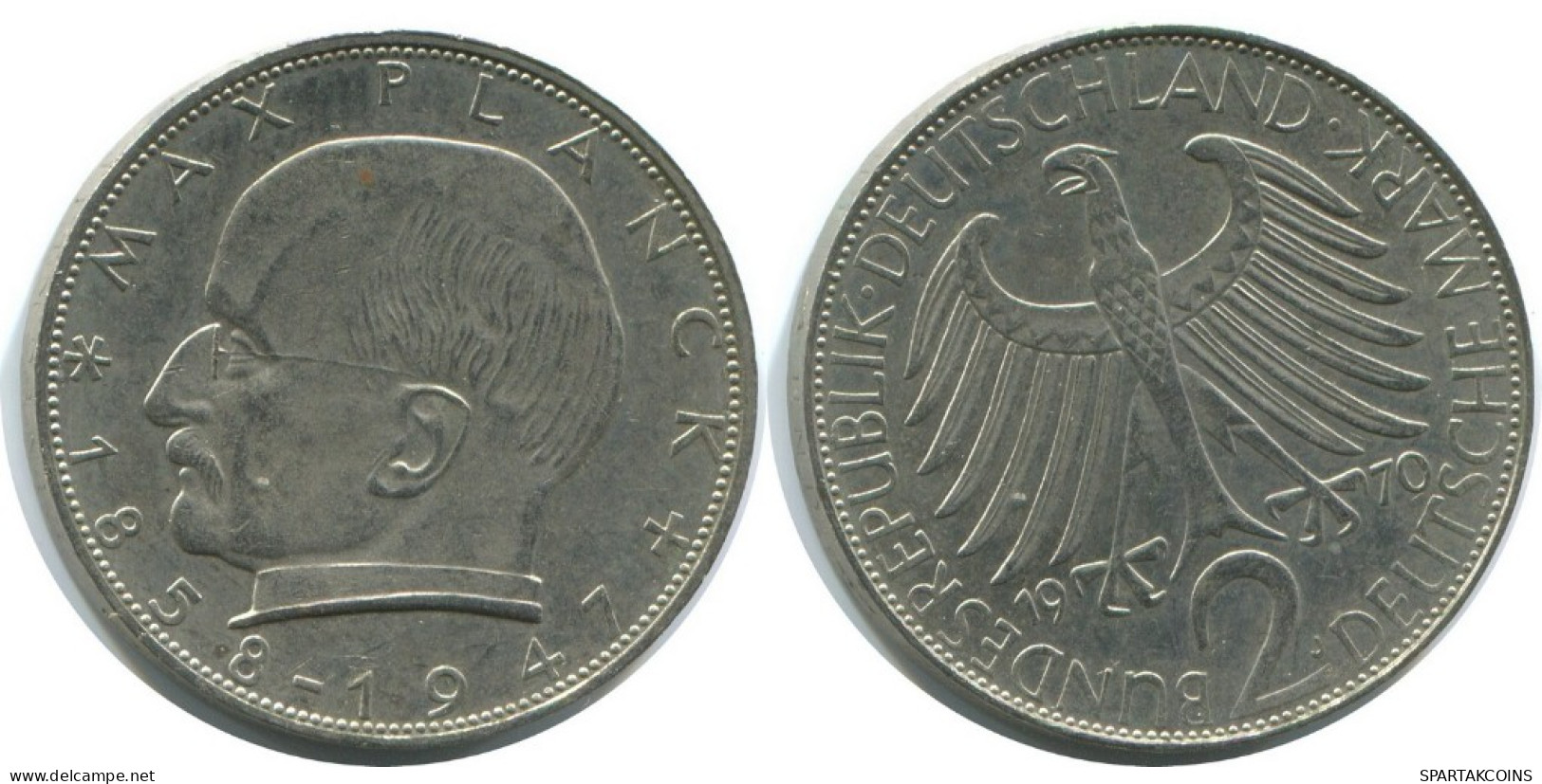 2 DM 1970 J M.PLANCK BRD ALEMANIA Moneda GERMANY #AD760.9.E.A - 2 Mark