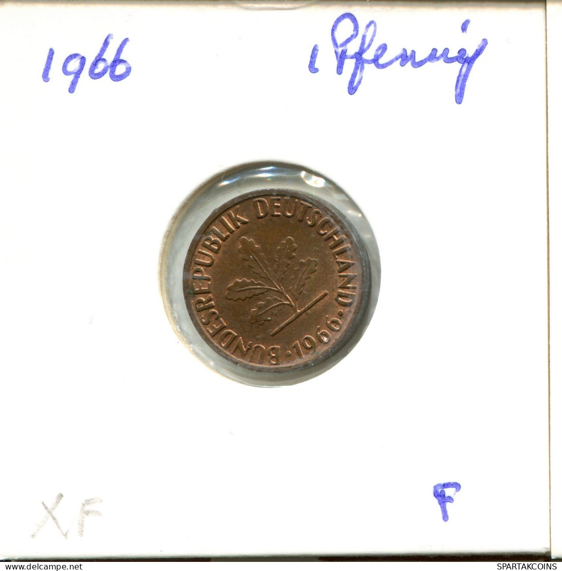 1 PFENNIG 1966 F WEST & UNIFIED GERMANY Coin #DB049.U.A - 1 Pfennig