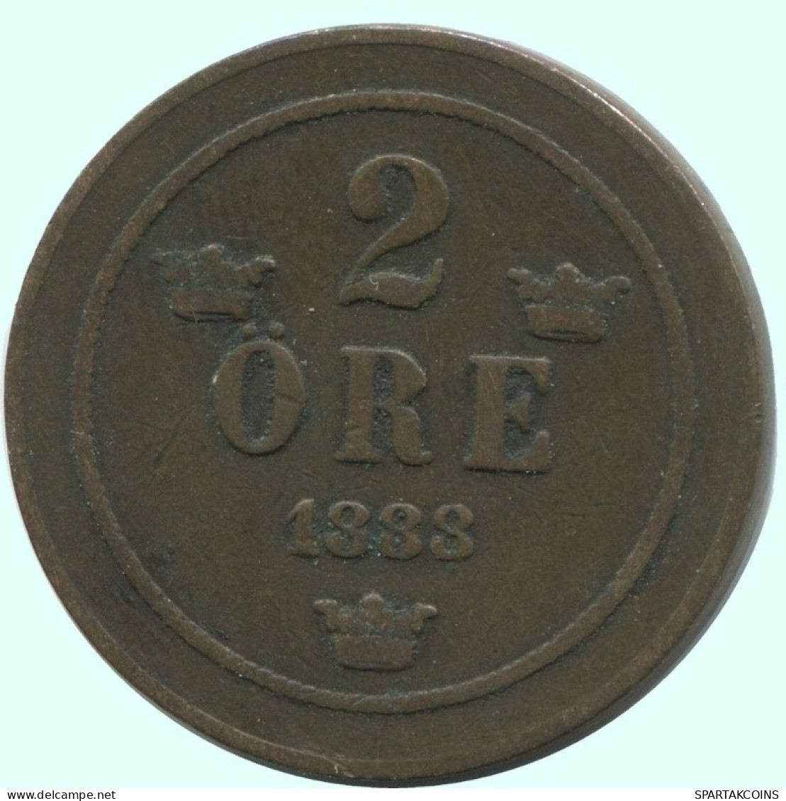 2 ORE 1888 SWEDEN Coin #AC907.2.U.A - Schweden