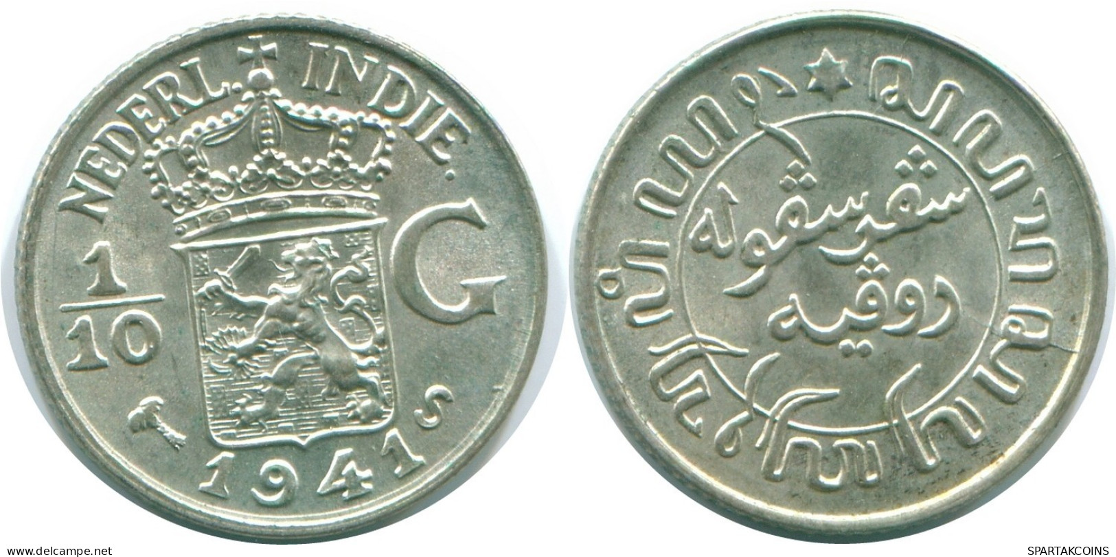 1/10 GULDEN 1941 S NIEDERLANDE OSTINDIEN SILBER Koloniale Münze #NL13613.3.D.A - Niederländisch-Indien