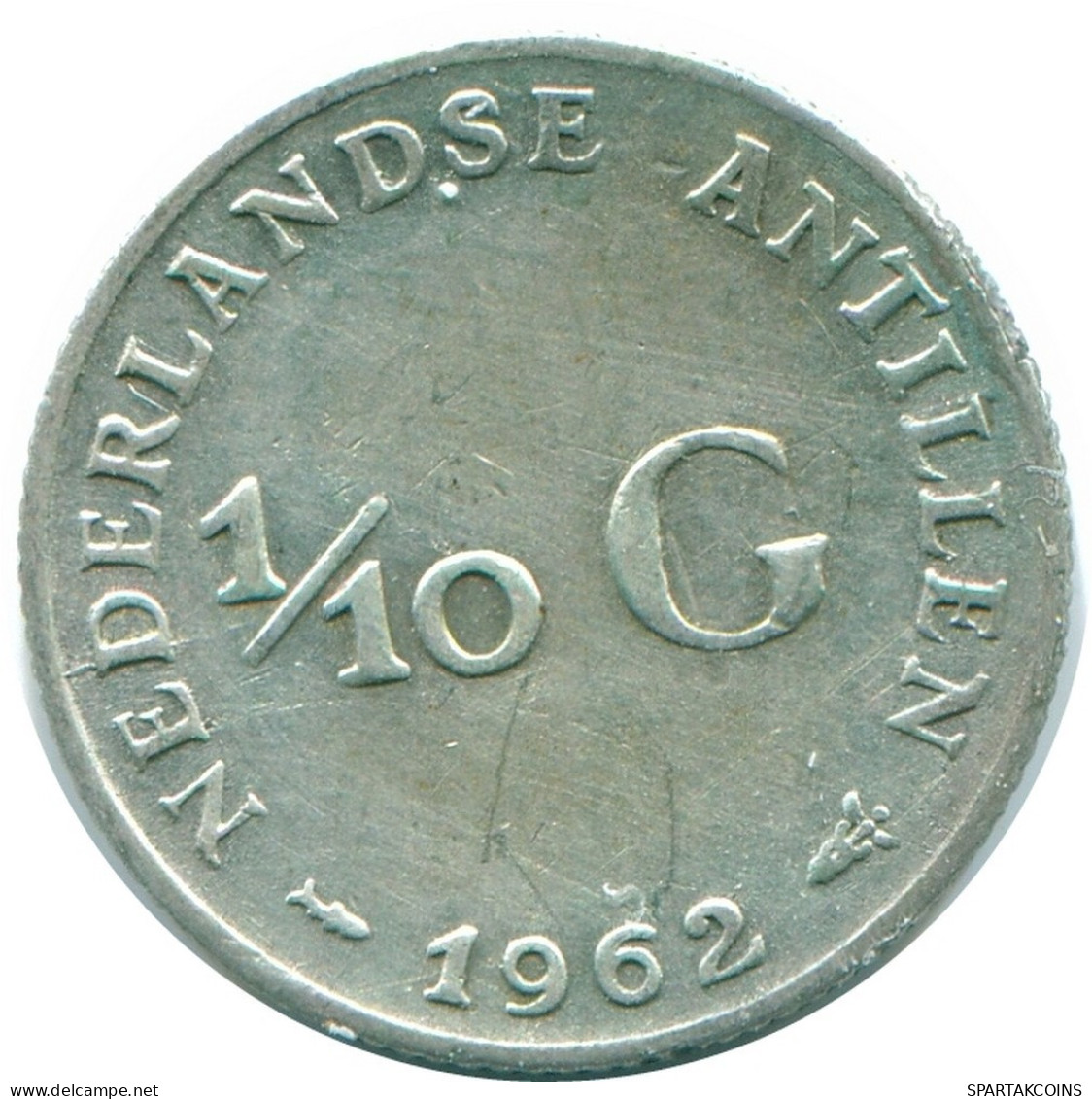 1/10 GULDEN 1962 ANTILLES NÉERLANDAISES ARGENT Colonial Pièce #NL12370.3.F.A - Antilles Néerlandaises