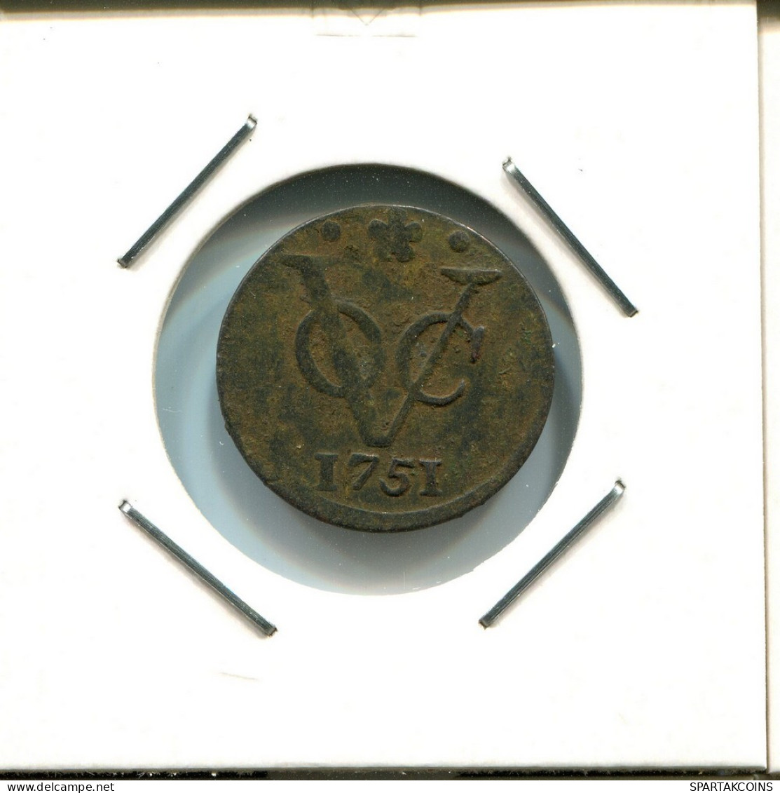 1751 HOLLAND VOC DUIT NIEDERLANDE OSTINDIEN NY COLONIAL PENNY #VOC2702.7.D.A - Niederländisch-Indien