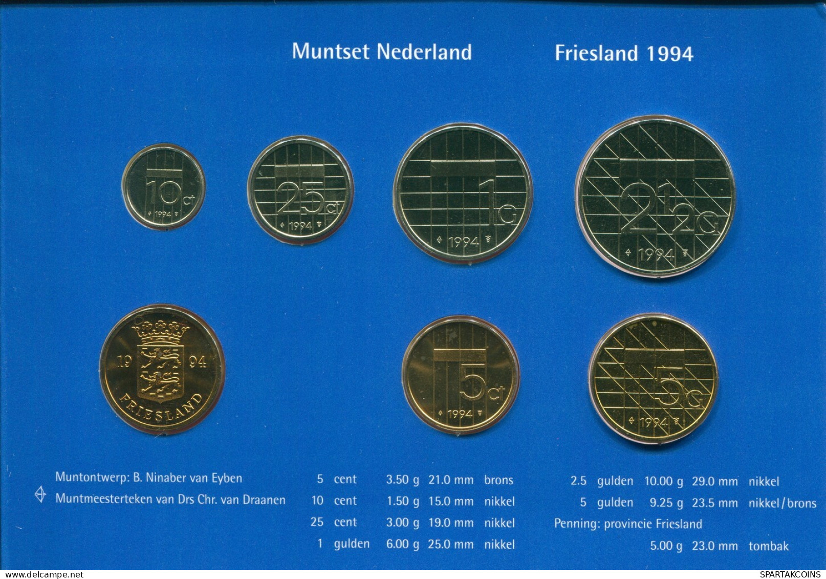 NEERLANDÉS NETHERLANDS 1994 MINT SET 6 Moneda + MEDAL #SET1122.4.E.A - Mint Sets & Proof Sets