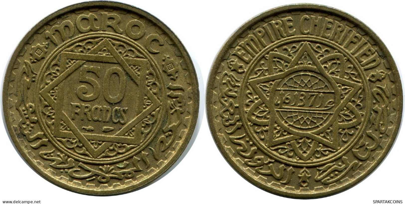 50 CENTIMES ND 1921 MOROCCO Yusuf Coin #AH631.3.U.A - Maroc
