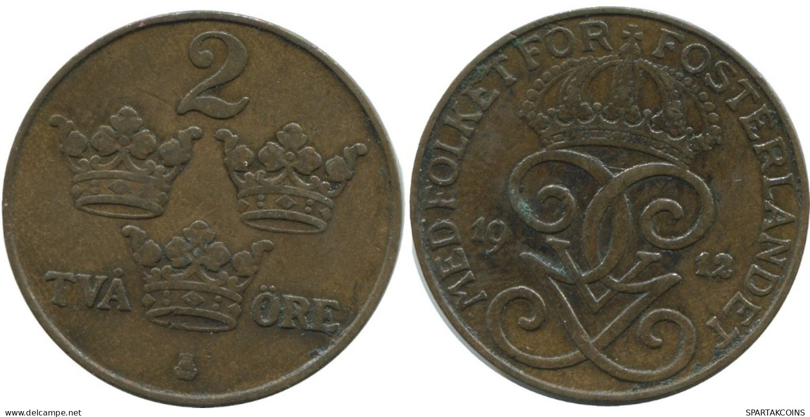 2 ORE 1912 SUECIA SWEDEN Moneda #AC805.2.E.A - Suède