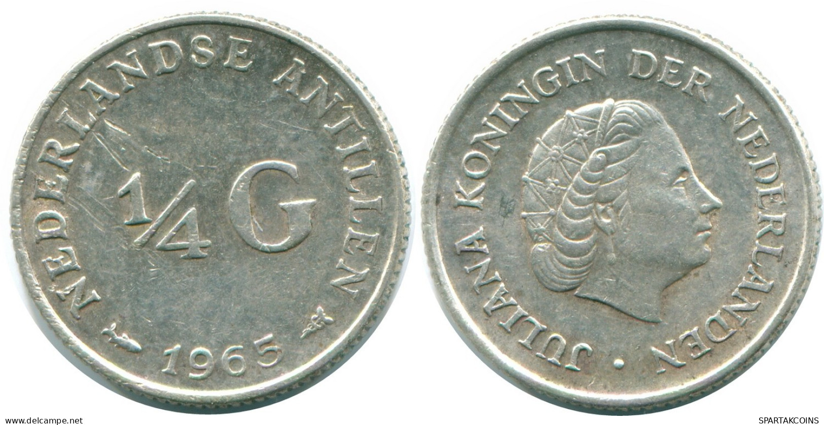 1/4 GULDEN 1965 ANTILLAS NEERLANDESAS PLATA Colonial Moneda #NL11282.4.E.A - Antilles Néerlandaises