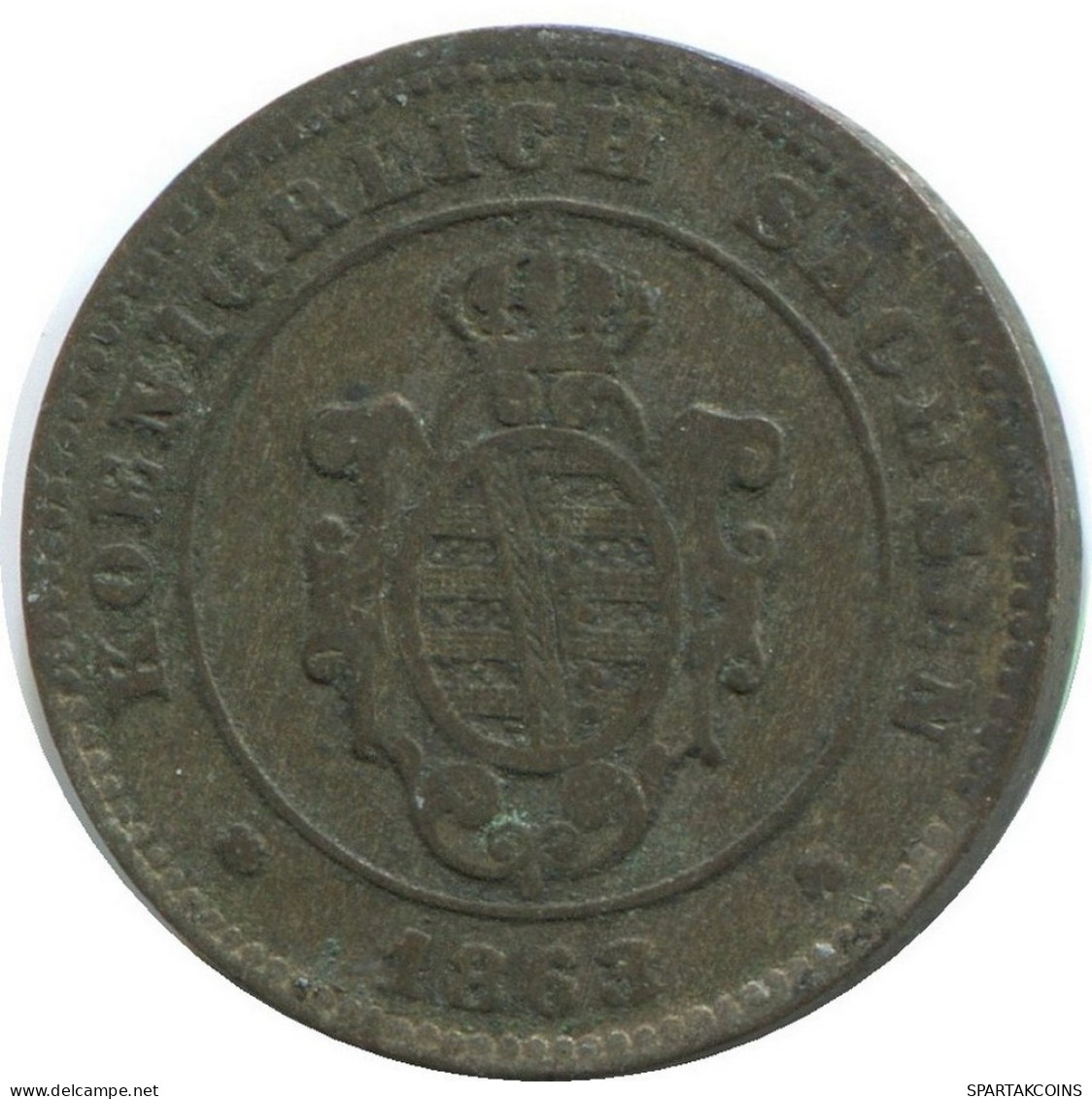 SAXONY 1 PFENNIG 1863 B Dresden Mint SILBER German States #DE10618.16.D.A - Sonstige & Ohne Zuordnung