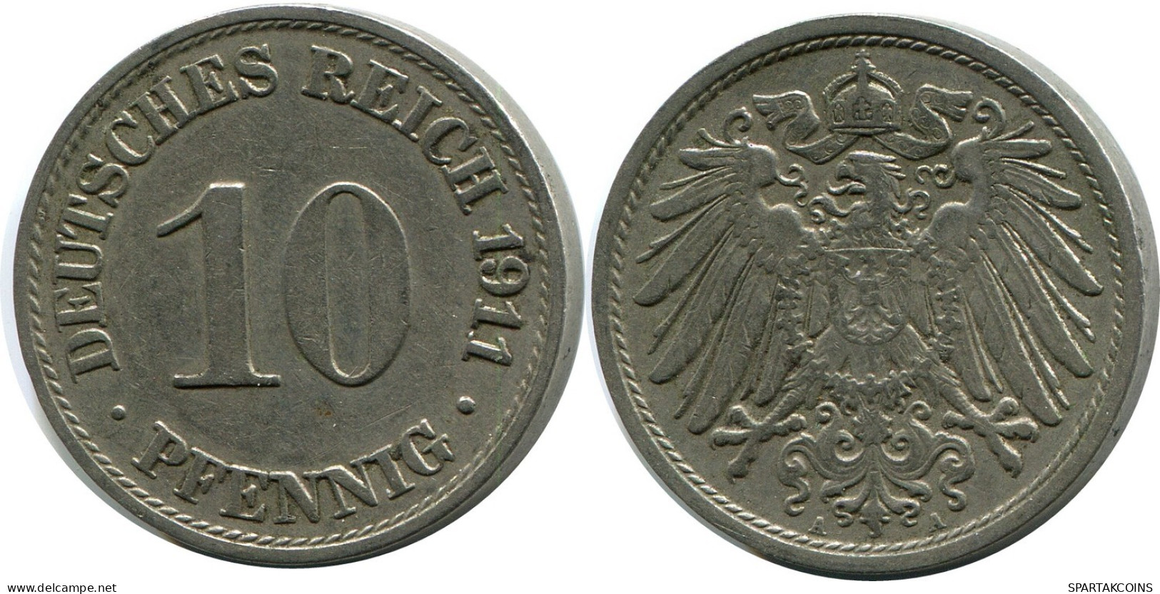 10 PFENNIG 1911 A DEUTSCHLAND Münze GERMANY #DB313.D.A - 10 Pfennig