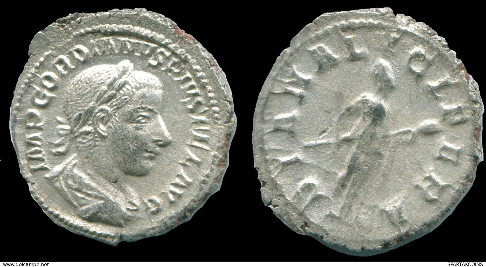 GORDIAN III AR DENARIUS ROME (7TH ISSUE. 1ST OFFICINA) DIANA #ANC13048.84.E.A - The Military Crisis (235 AD To 284 AD)