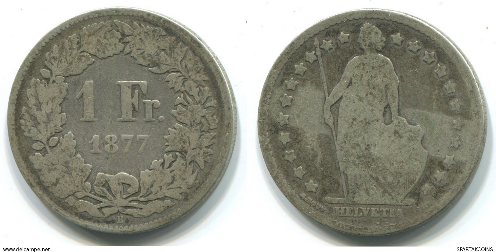 1 FRANC 1877 SCHWEIZ SWITZERLAND Münze #WW1123.D.A - Other & Unclassified