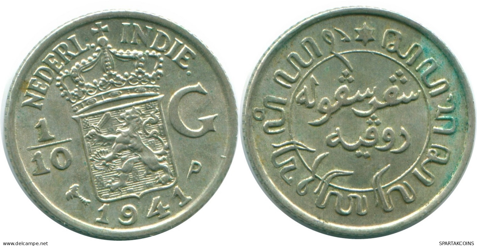 1/10 GULDEN 1941 P NIEDERLANDE OSTINDIEN SILBER Koloniale Münze #NL13700.3.D.A - Niederländisch-Indien
