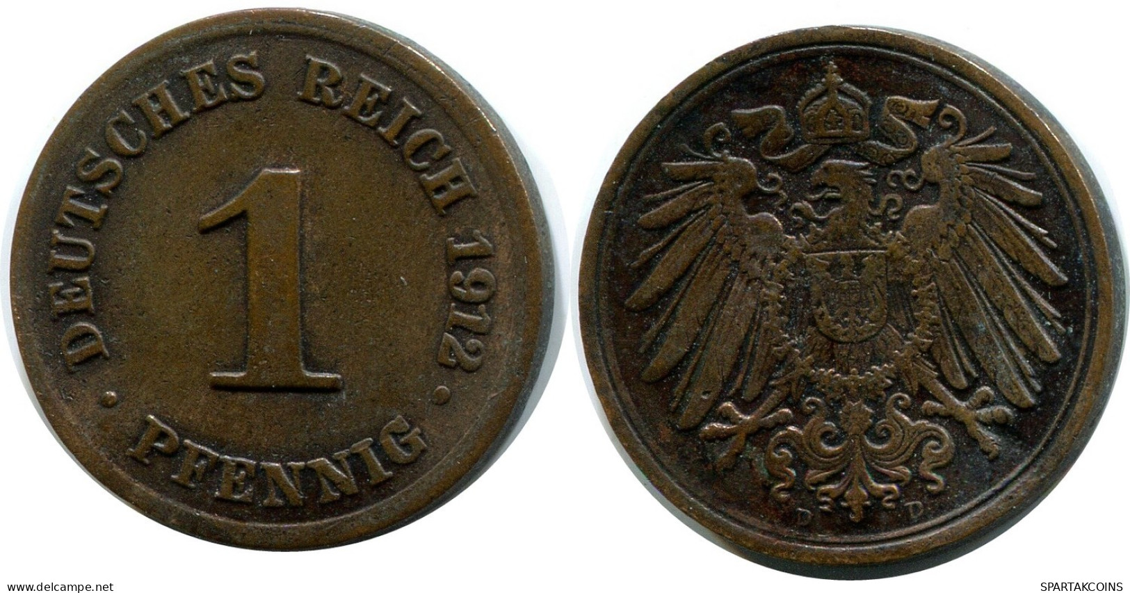 1 PFENNIG 1912 D ALEMANIA Moneda GERMANY #DB128.E.A - 1 Pfennig