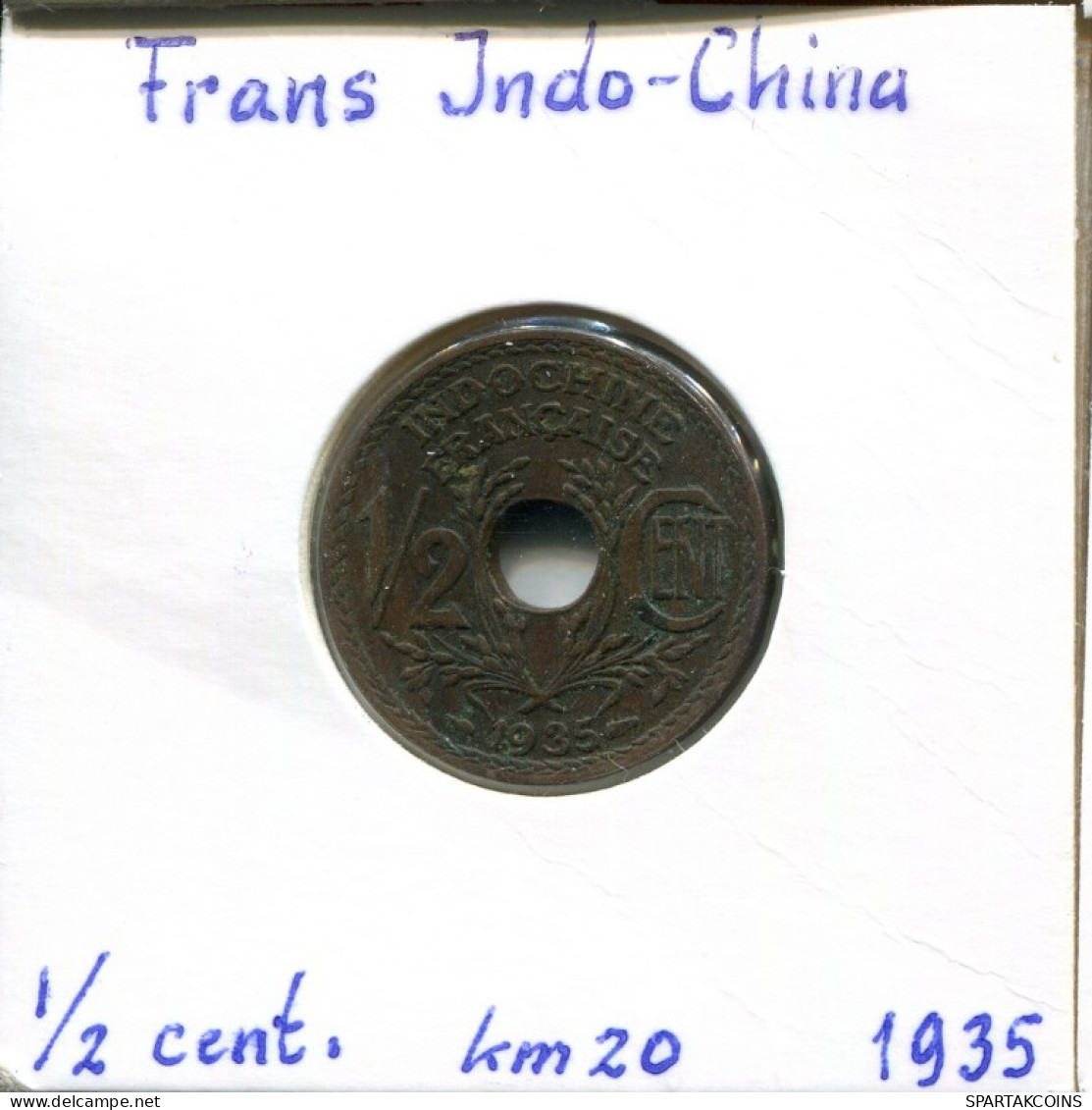 1/2 CENT 1935 Französisch INDOCHINESISCH CHINA Koloniale Münze #AM472.D.A - Indochine