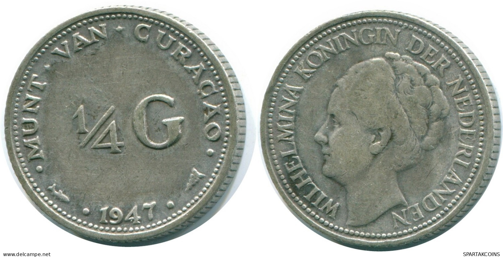 1/4 GULDEN 1947 CURACAO Netherlands SILVER Colonial Coin #NL10791.4.U.A - Curaçao