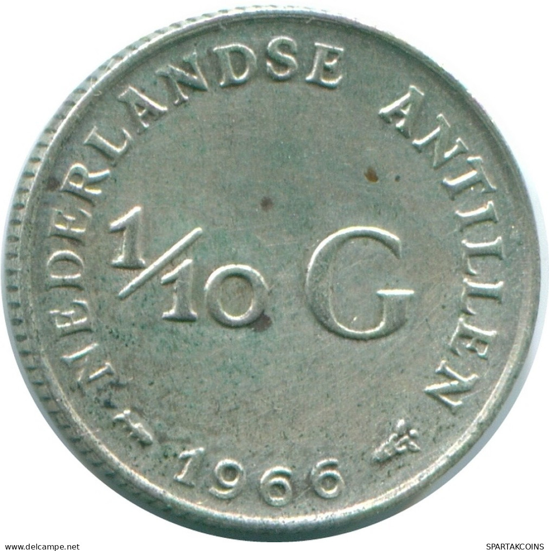 1/10 GULDEN 1966 ANTILLES NÉERLANDAISES ARGENT Colonial Pièce #NL12846.3.F.A - Antilles Néerlandaises