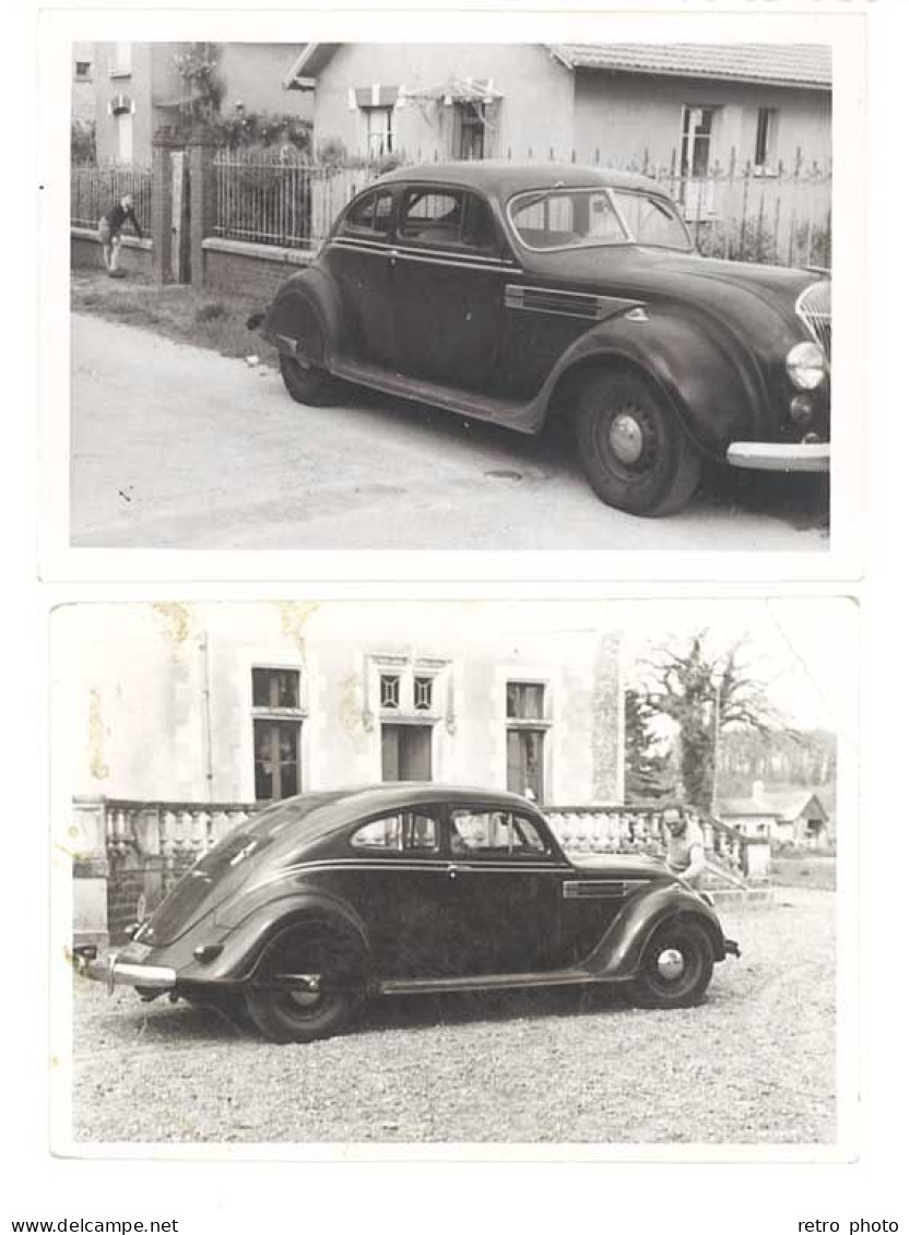 2 Photos Automobile Américaine Chrysler Airflow ( Château De Coulous ?) - Cars