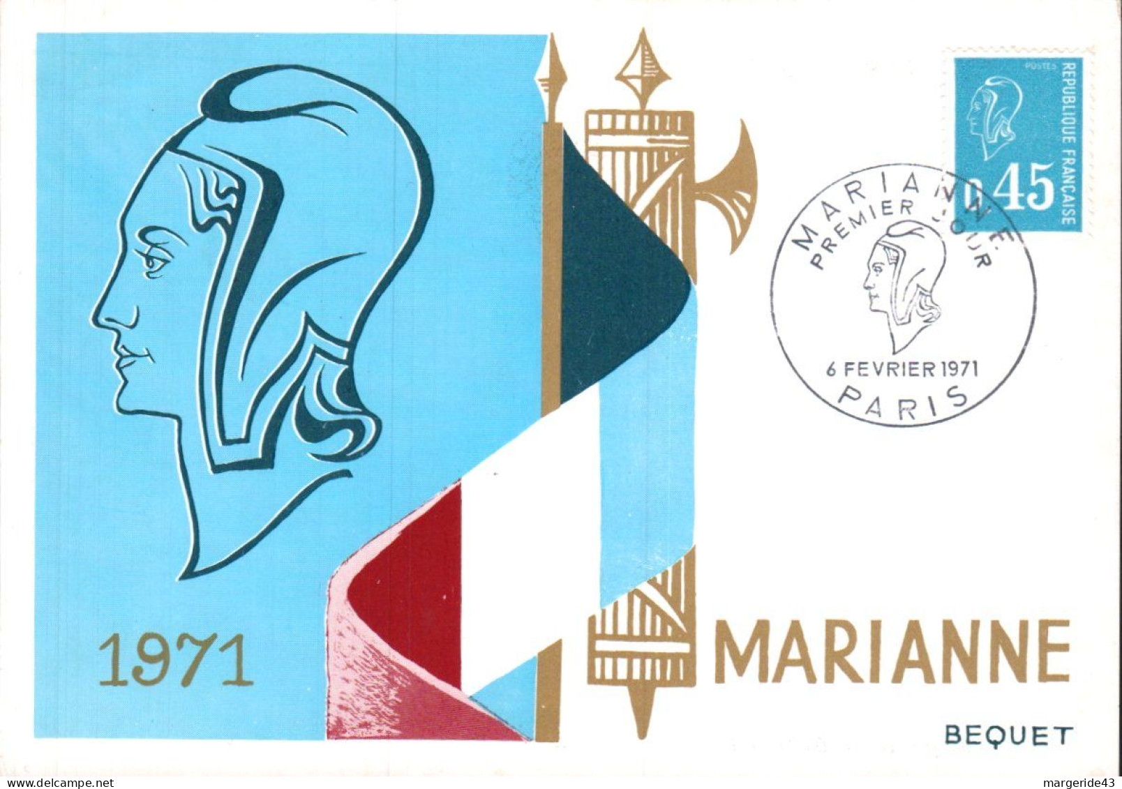 CARTE MAXIMUM 1971 MARIANNE DE BEQUET - 1970-1979