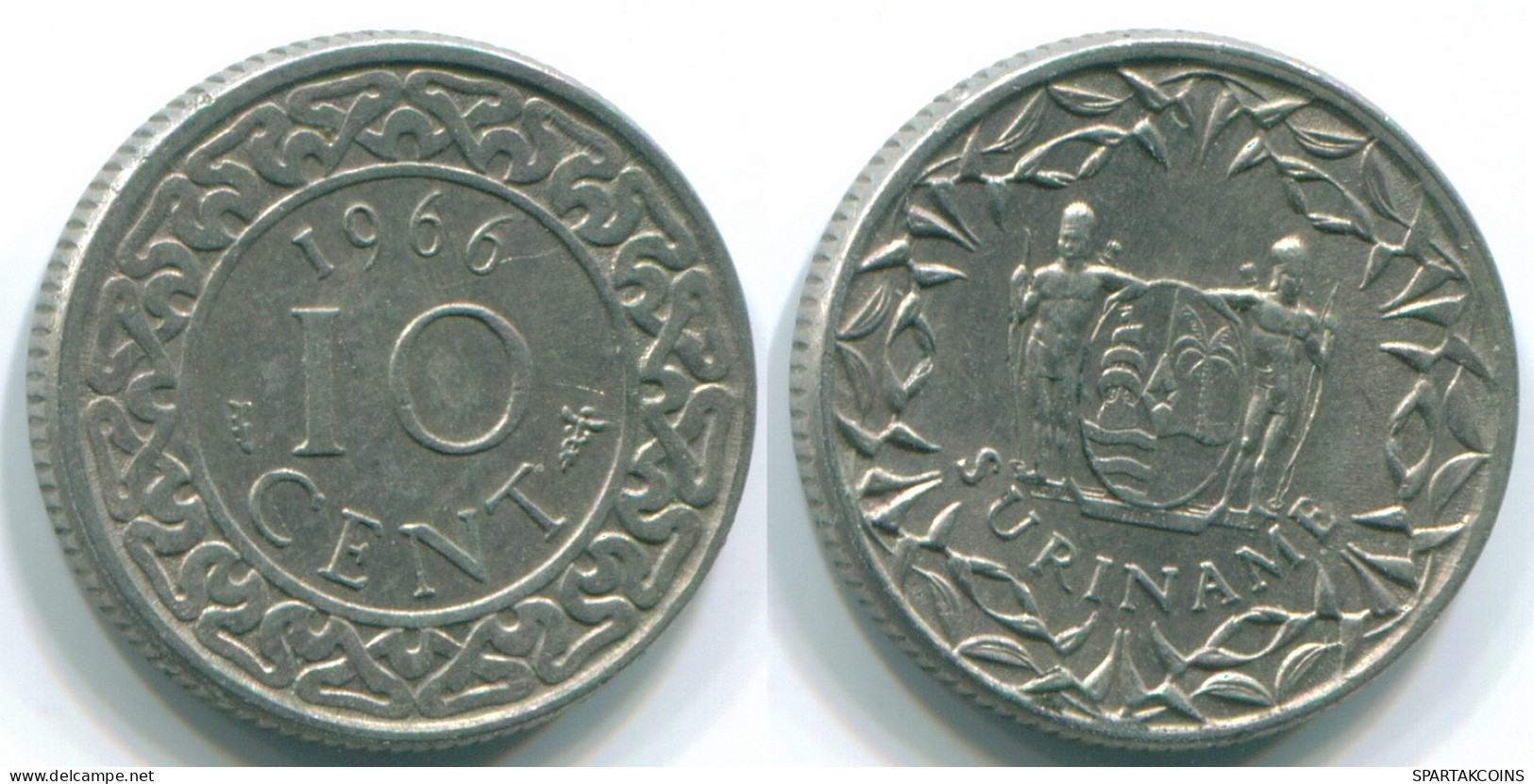 10 CENTS 1966 SURINAME NÉERLANDAIS NETHERLANDS Nickel Colonial Pièce #S13248.F.A - Surinam 1975 - ...