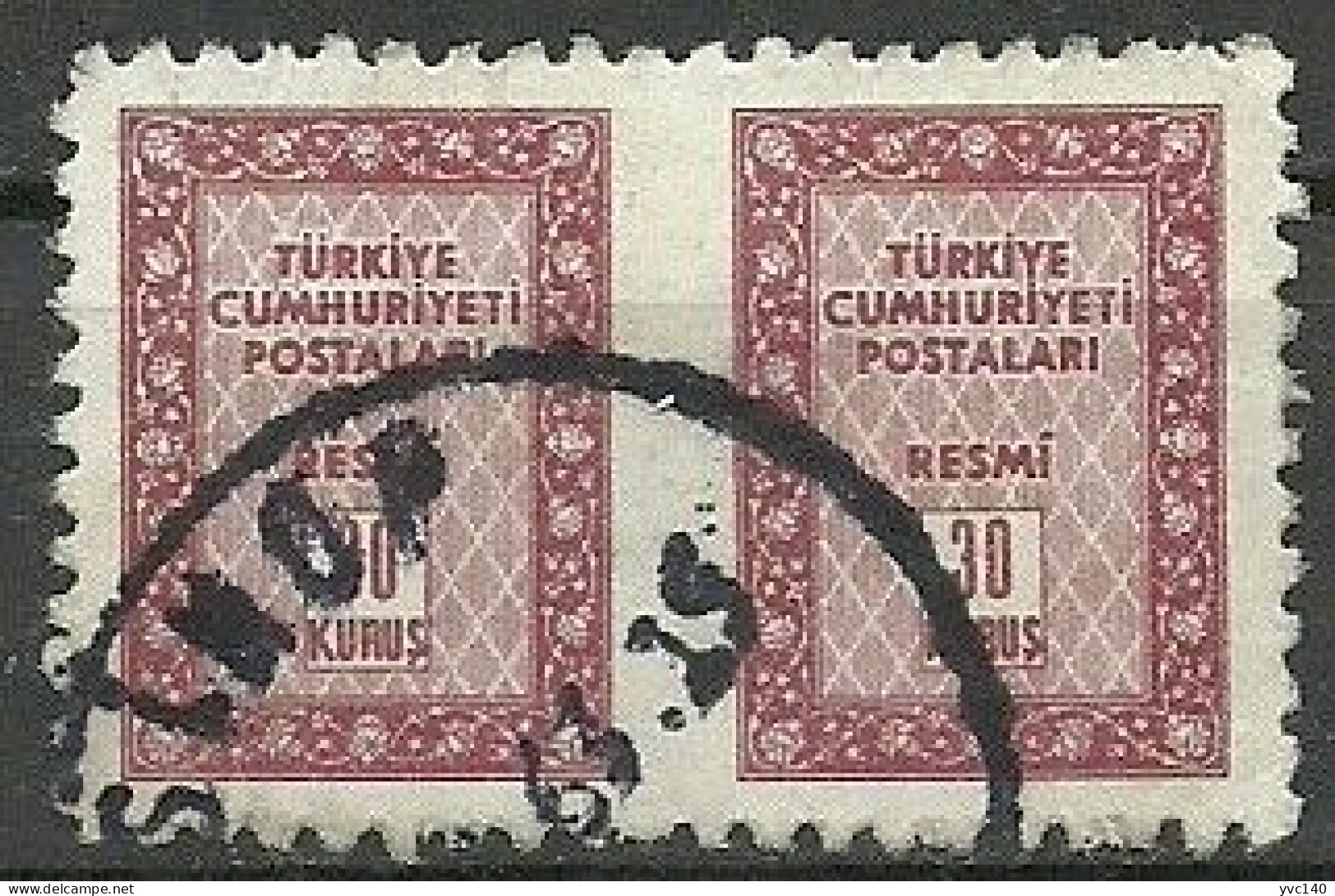 Turkey; 1960 Official Stamp 30 K. ERROR "Partially  Imperf." - Dienstzegels