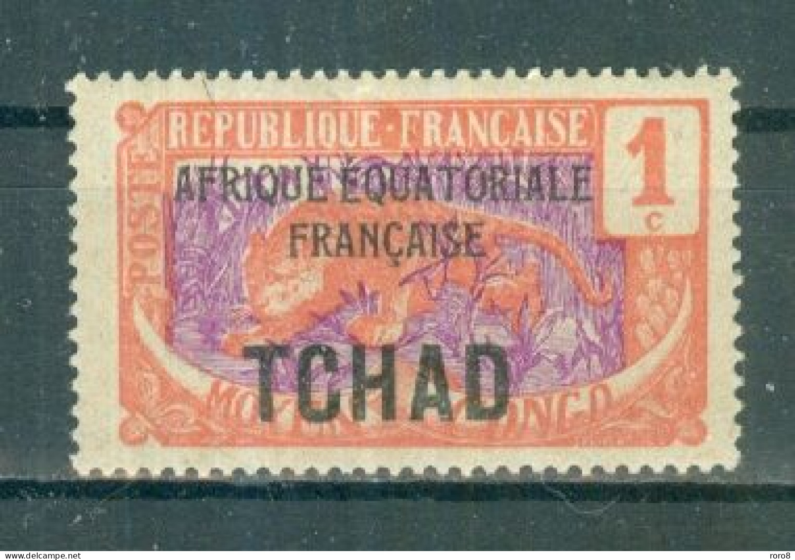 TCHAD - N°1 MH. - SCAN DU VERSO - Types Du Congo De 1907-17 Surchargés. - Neufs