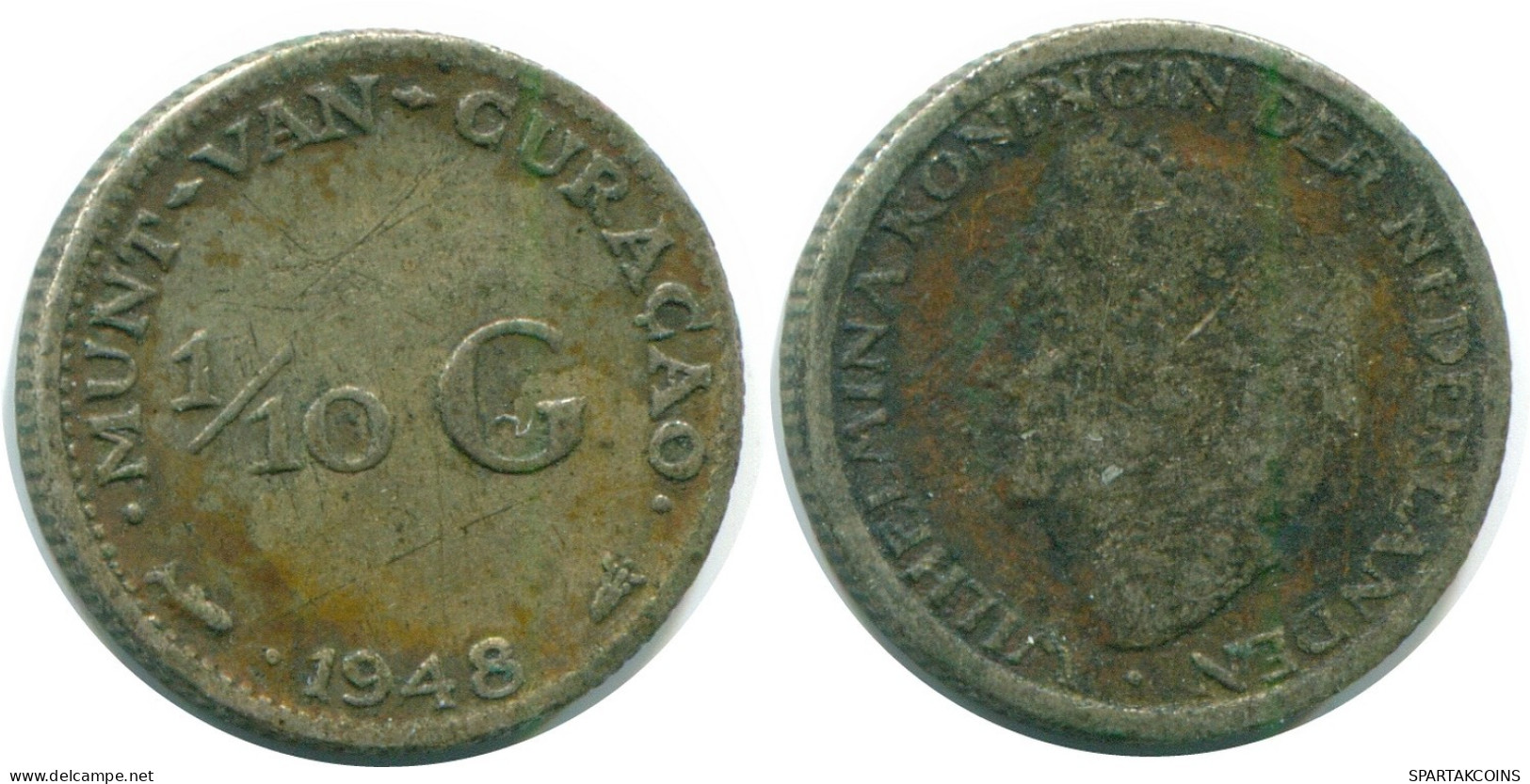 1/10 GULDEN 1948 CURACAO NIEDERLANDE SILBER Koloniale Münze #NL12035.3.D.A - Curaçao