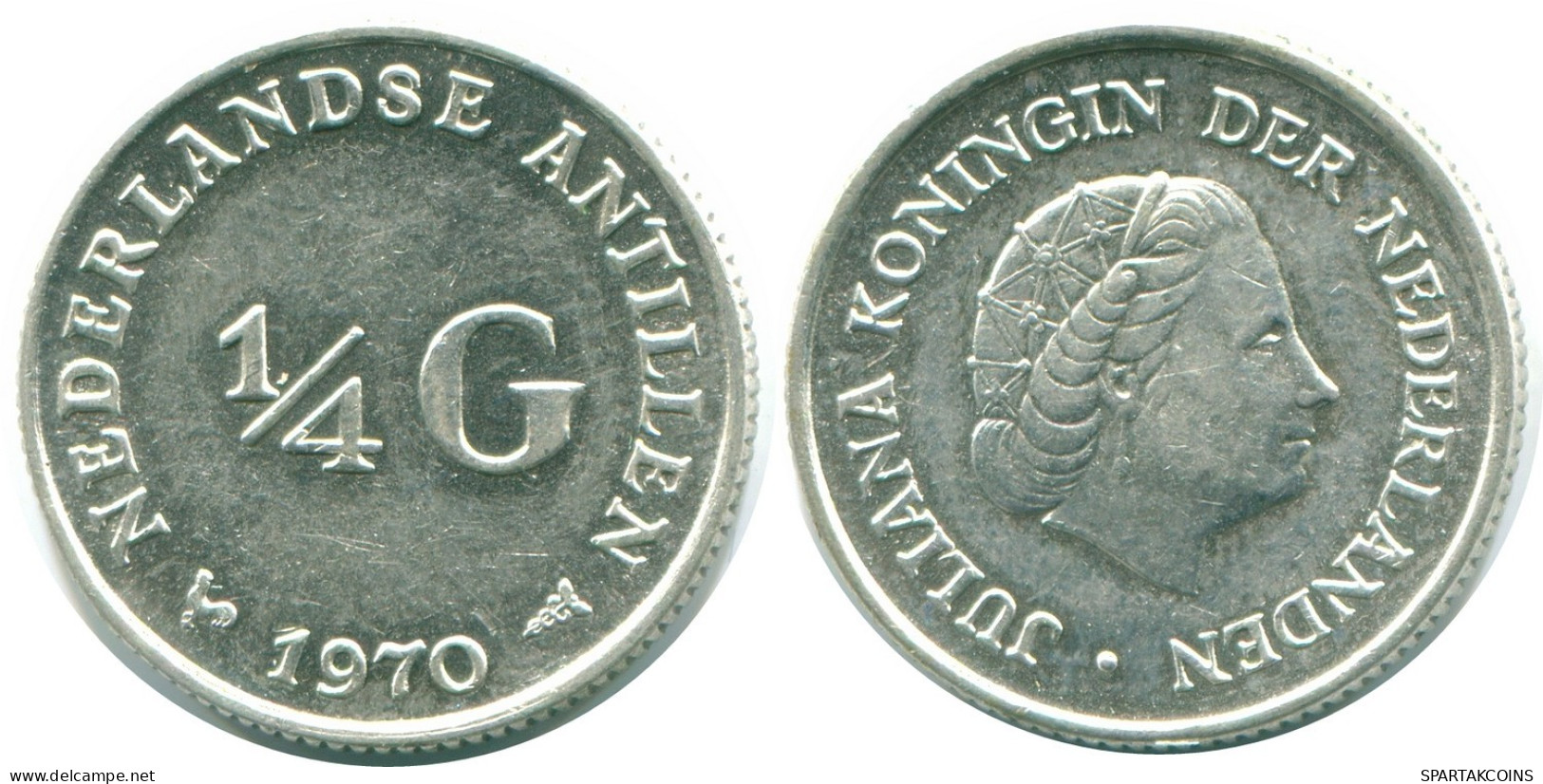 1/4 GULDEN 1970 NIEDERLÄNDISCHE ANTILLEN SILBER Koloniale Münze #NL11613.4.D.A - Niederländische Antillen