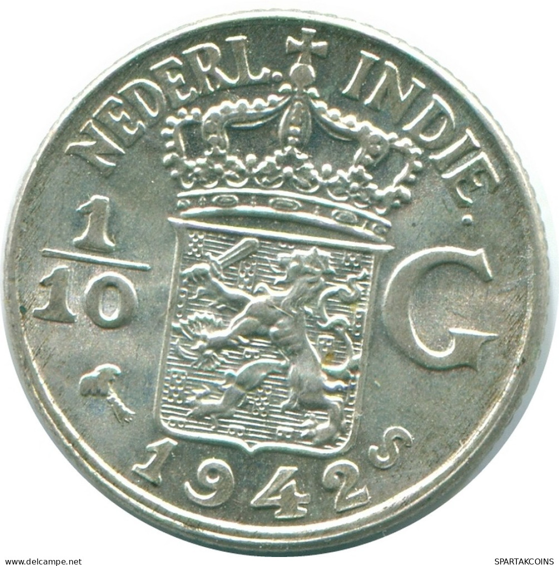 1/10 GULDEN 1942 NETHERLANDS EAST INDIES SILVER Colonial Coin #NL13855.3.U.A - Indes Néerlandaises