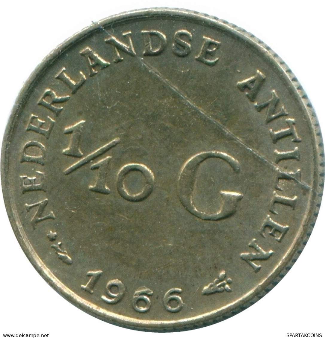 1/10 GULDEN 1966 ANTILLAS NEERLANDESAS PLATA Colonial Moneda #NL12883.3.E.A - Netherlands Antilles