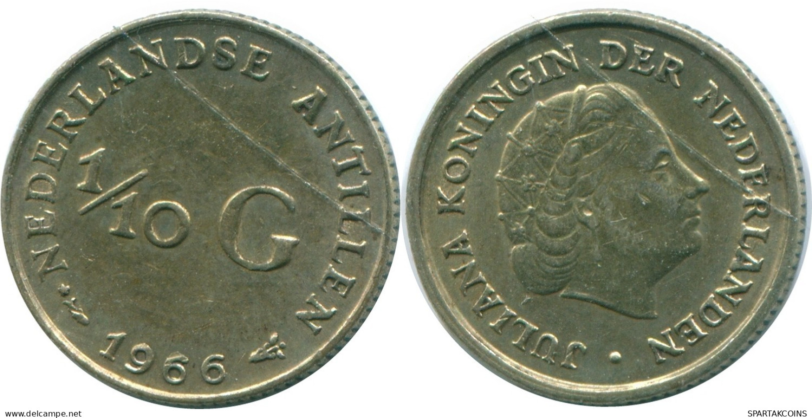 1/10 GULDEN 1966 ANTILLAS NEERLANDESAS PLATA Colonial Moneda #NL12883.3.E.A - Niederländische Antillen