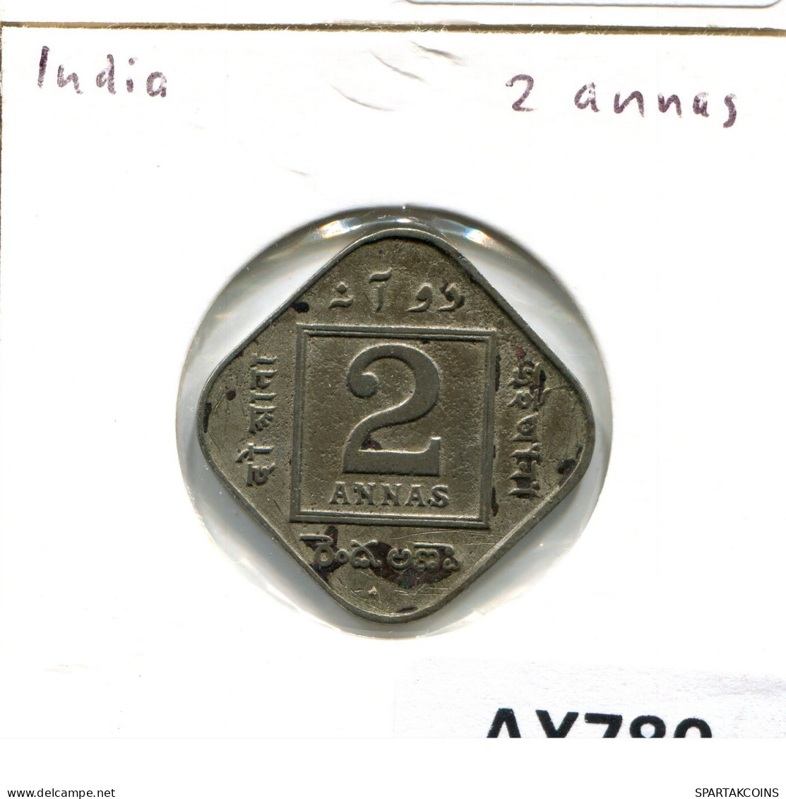 2 ANNAS 1920 INDIEN INDIA - BRITISH Münze #AX780.D.A - India