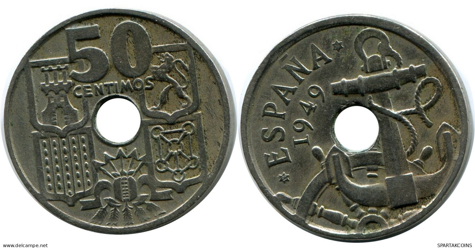 50 CENTIMOS 1949 SPAIN Coin #AR161.U.A - 50 Centiem
