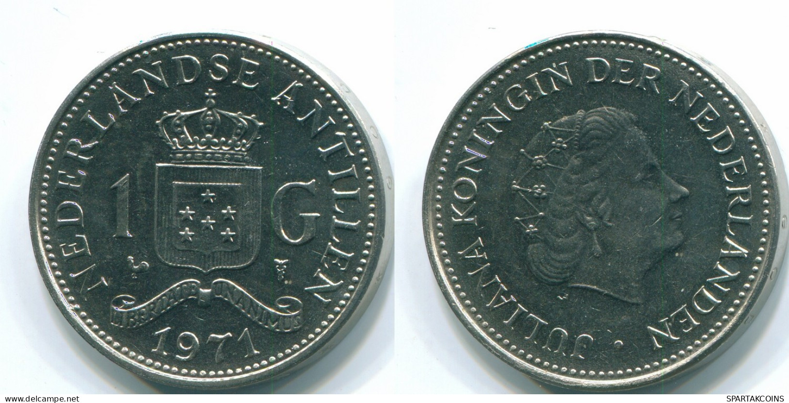 1 GULDEN 1971 ANTILLAS NEERLANDESAS Nickel Colonial Moneda #S12022.E.A - Antilles Néerlandaises