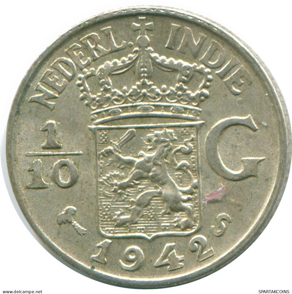 1/10 GULDEN 1942 INDIAS ORIENTALES DE LOS PAÍSES BAJOS PLATA #NL13921.3.E.A - Indes Néerlandaises