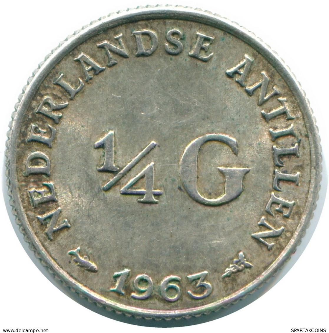 1/4 GULDEN 1963 NETHERLANDS ANTILLES SILVER Colonial Coin #NL11216.4.U.A - Niederländische Antillen