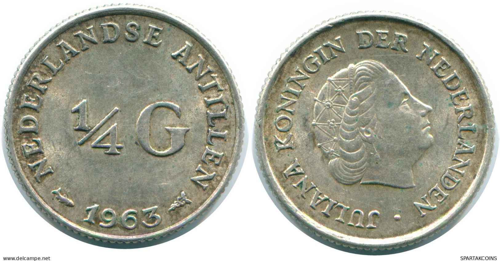 1/4 GULDEN 1963 NETHERLANDS ANTILLES SILVER Colonial Coin #NL11216.4.U.A - Nederlandse Antillen