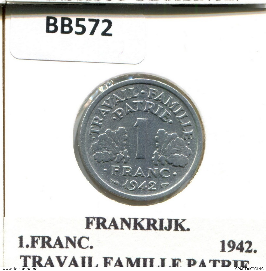 1 FRANC 1942 (Heavy Type) FRANCIA FRANCE Moneda #BB572.E.A - 1 Franc