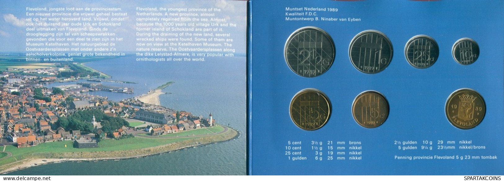 NIEDERLANDE NETHERLANDS 1989 MINT SET 6 Münze + MEDAL #SET1107.7.D.A - Mint Sets & Proof Sets