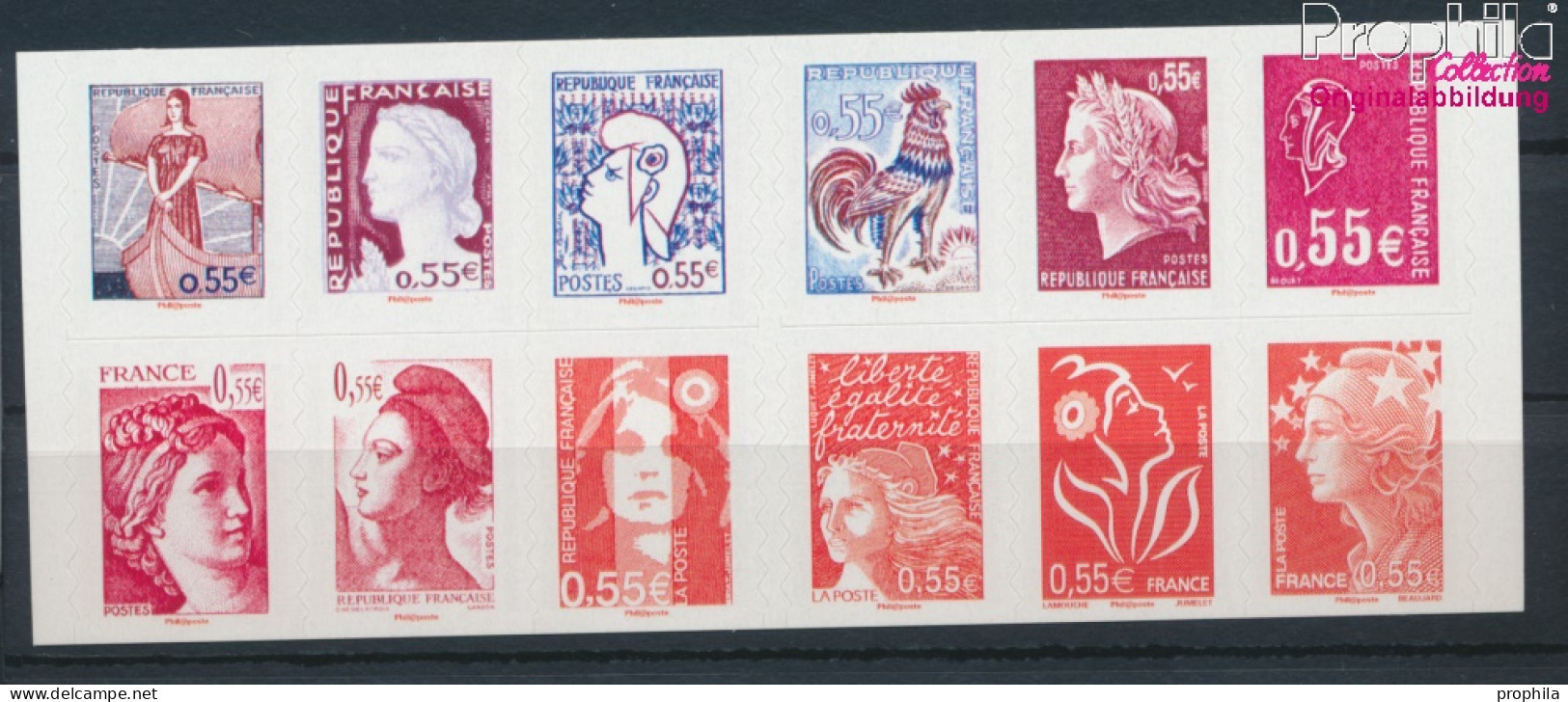 Frankreich 4526-4537MH (kompl.Ausg.) Markenheftchen Postfrisch 2008 Freimarkenmotive Der Fünften Republ (10391285 - Unused Stamps