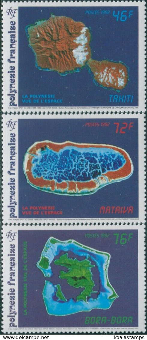 French Polynesia 1992 Sc#587-589,SG637-639 Satellite Pictures Set MNH - Sonstige & Ohne Zuordnung