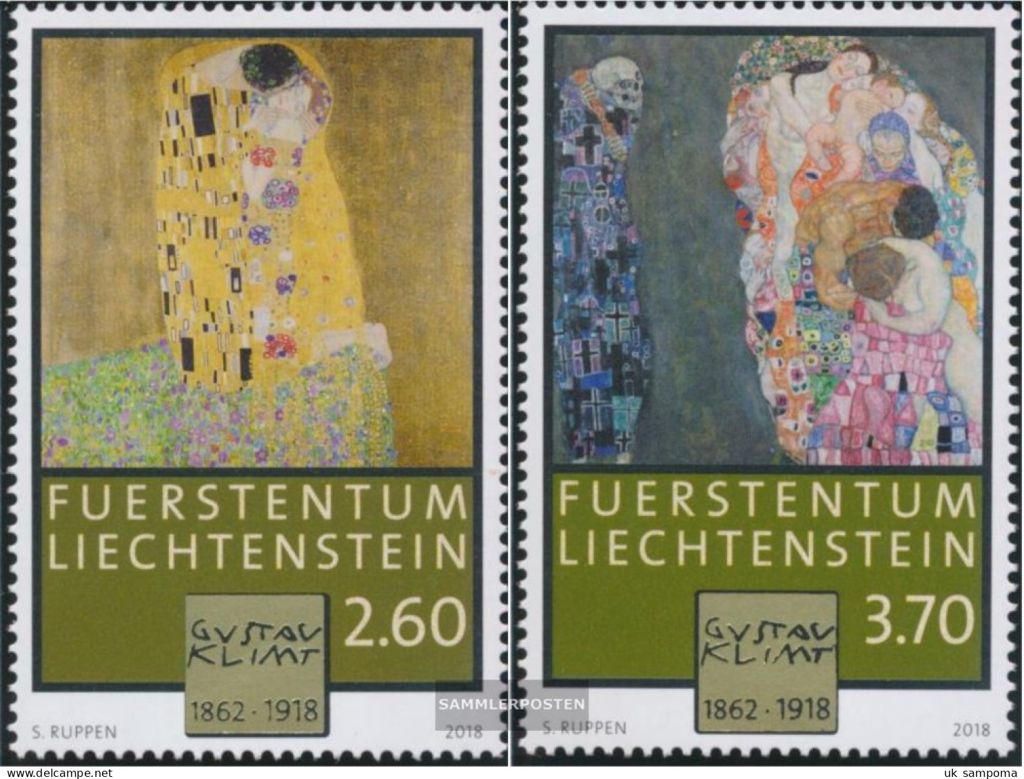 Liechtenstein 1895-1896 (complete Issue) Unmounted Mint / Never Hinged 2018 Gustav Klimt - Ungebraucht