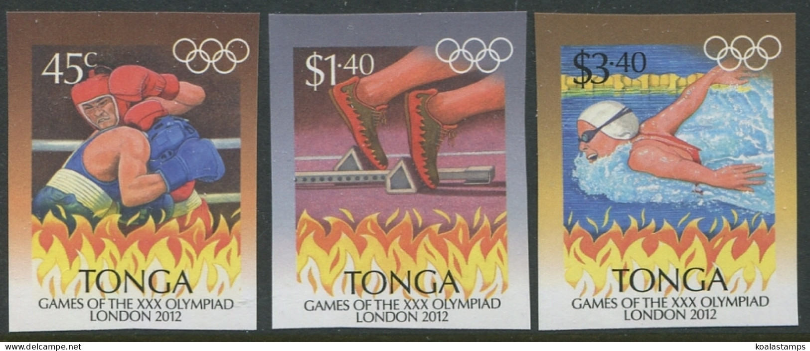 Tonga 2012 SG1651-1653 Olympics Imperf Set MNH - Tonga (1970-...)