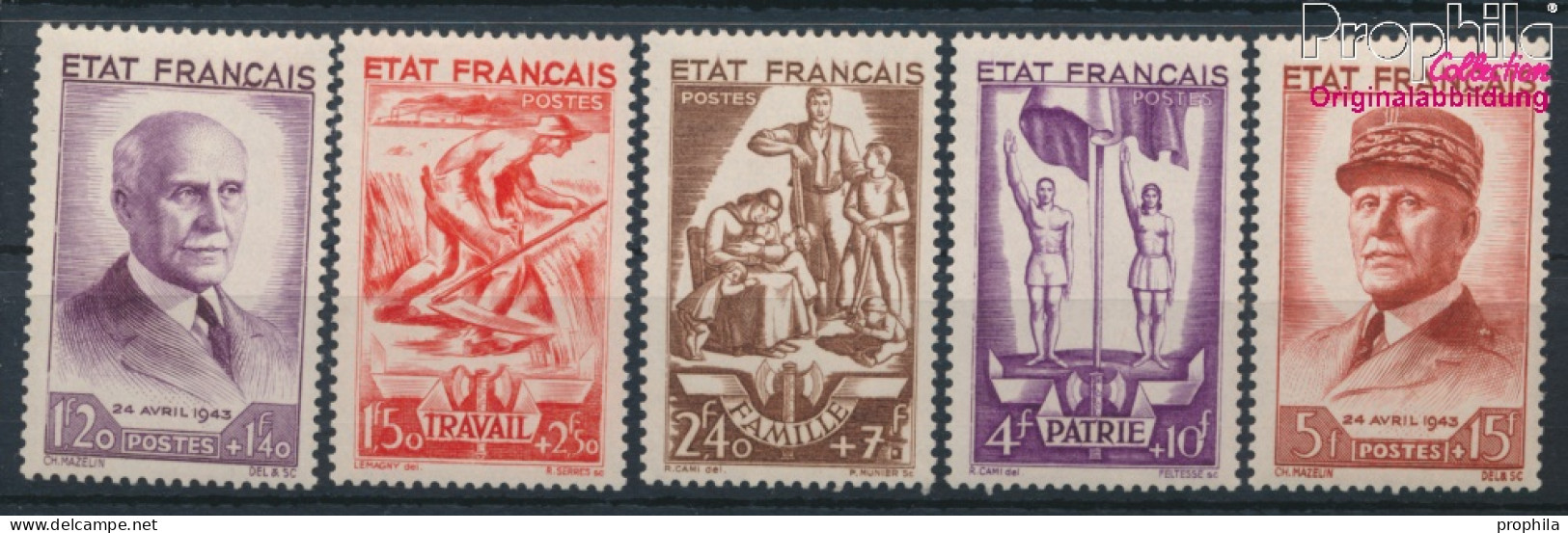 Frankreich 589-593 (kompl.Ausg.) Postfrisch 1943 Petain (10391195 - Neufs