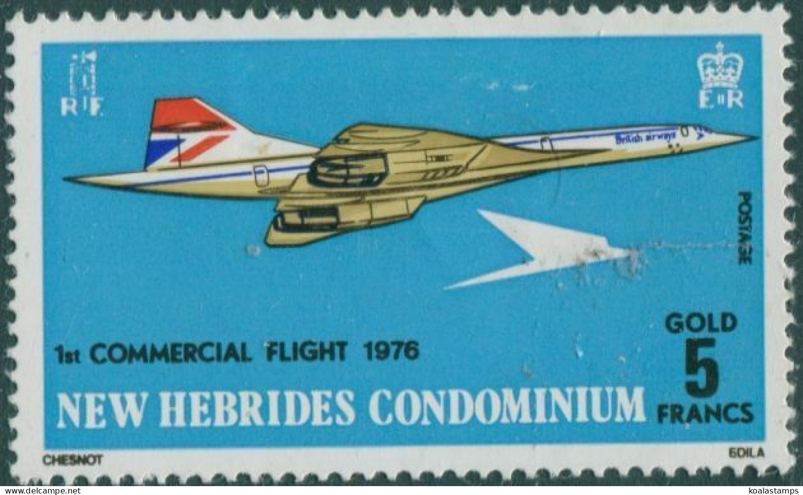 New Hebrides 1976 SG207 5f Concorde MLH - Autres & Non Classés