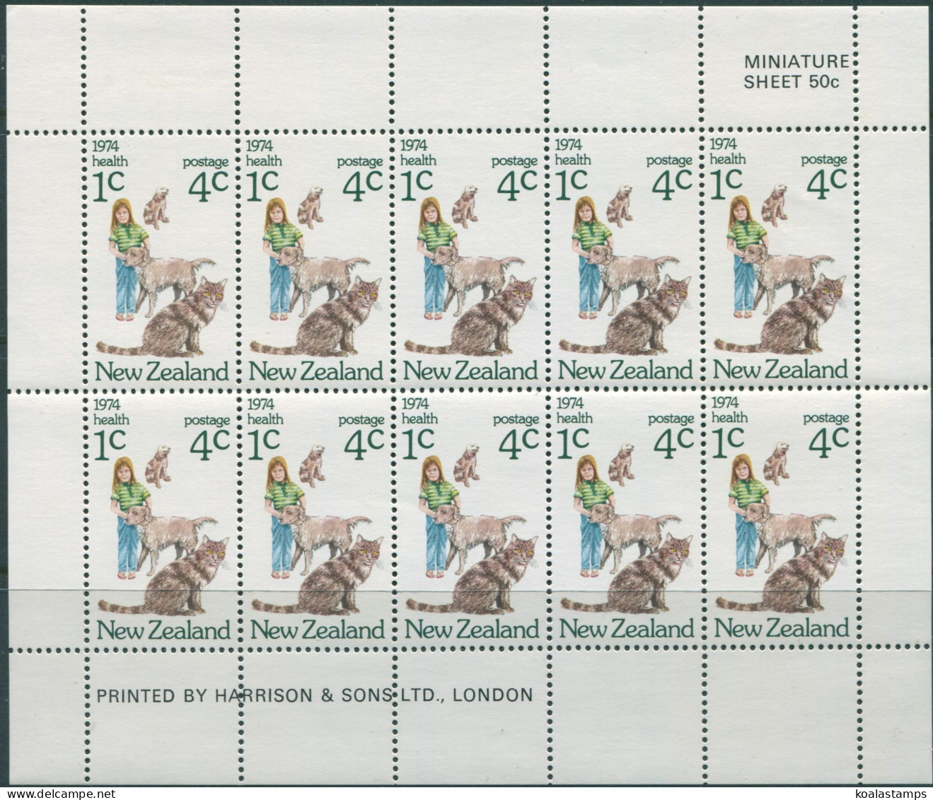New Zealand 1974 SG1057 Health Girl Cats Dog MS MNH - Other & Unclassified