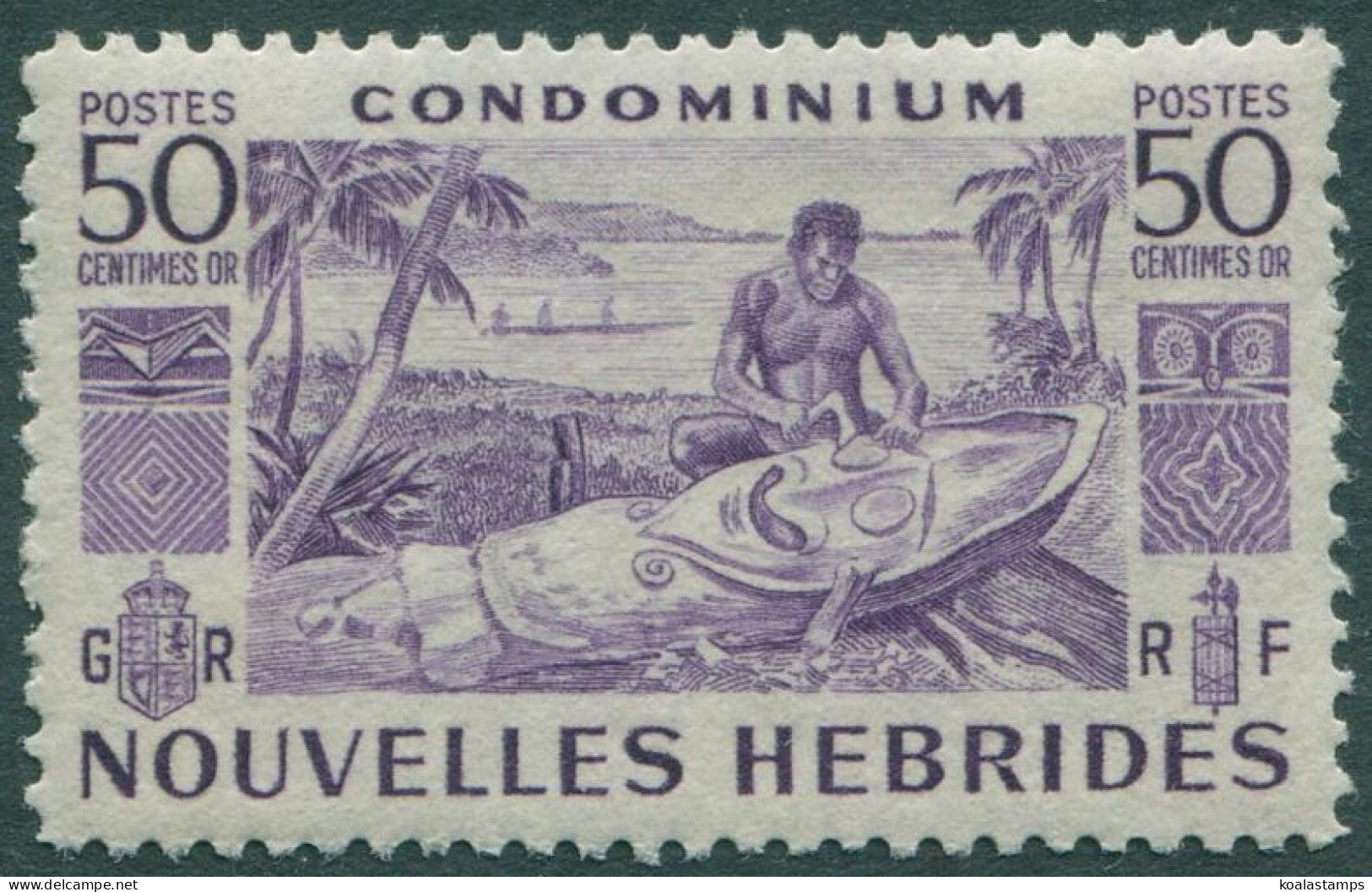 New Hebrides French 1953 SGF88 50c Violet Native Carving MNH - Other & Unclassified